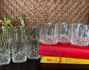 Oneida Lucia Crystal Glasses - Highball and Double Old Fashioned - Vintage Mid Century Barware - Sold Separately - Elegant Cut Crystal