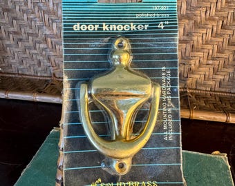 Vintage National Hardware Solid Brass Door Knocker - Sealed NOS - Polished Brass Entry Door Hardware