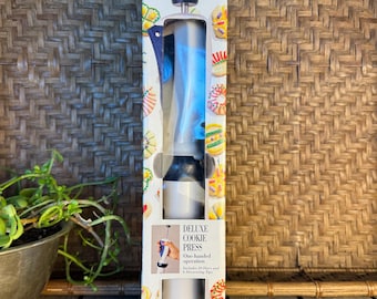 Baker's Advantage Cookie Press Set - Deluxe One Hand Cookie Maker - 20 Discs 6 Decorating Tips - New In Box Baking Tool