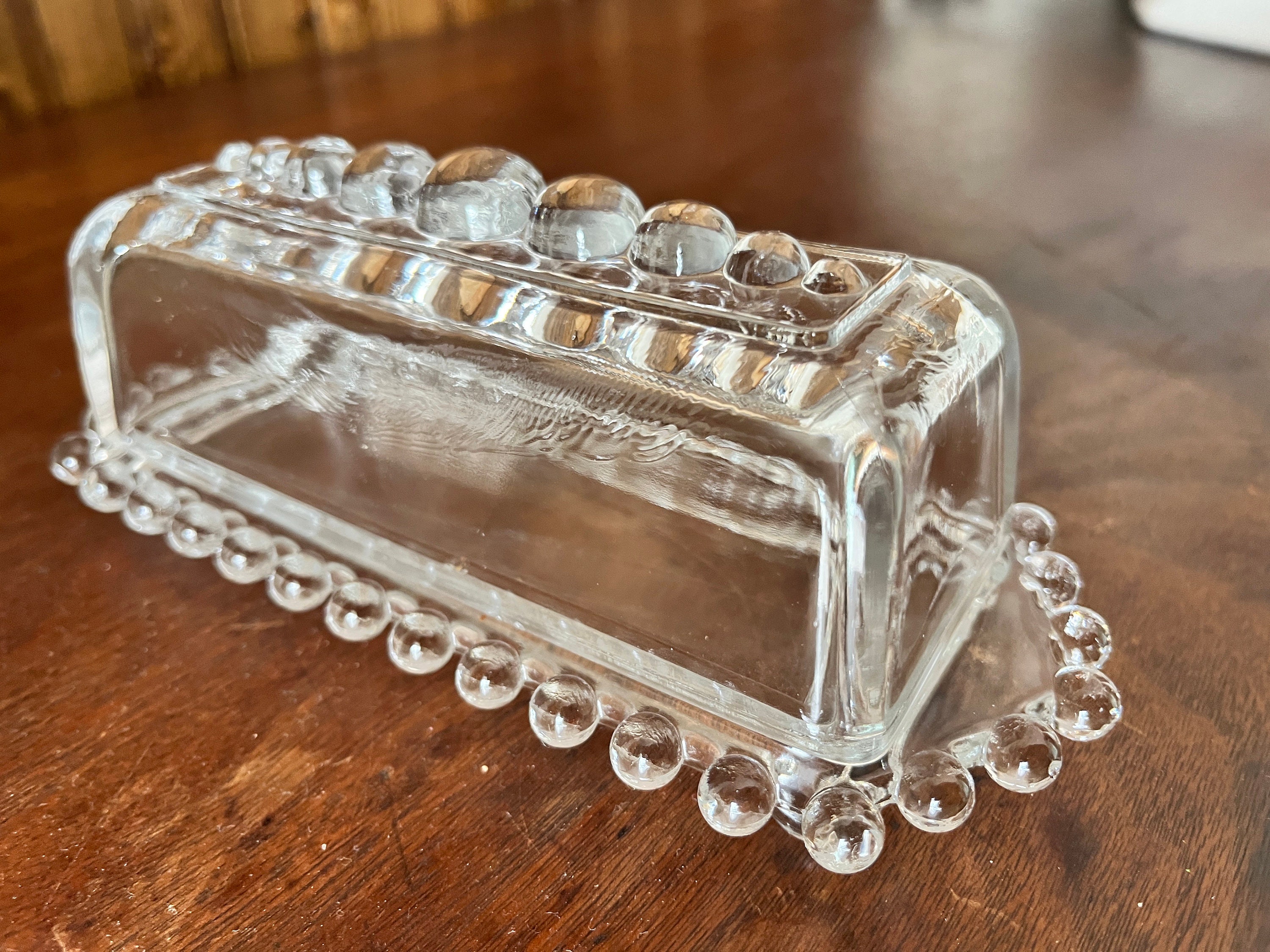Vintage MID CENTURY Imperial Glass Candlewick Butter Dish Rectangle