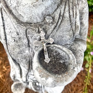 Antique Italian Crucifix Pendant – Silver Tone INRI Cross – Religious Catholic Rosary Part – Vintage Cross Made in Italy – No Chain