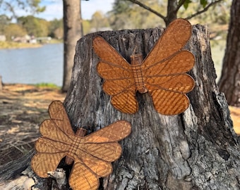 Rattan Butterfly Wall Decor - Set of Two - Wicker Butterflies - Boho Nursery Decor - Natural Woven Wall Art - Kids Room Decor