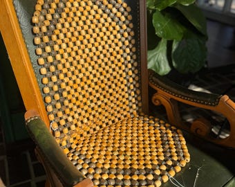 Cojín de asiento con cuentas de madera - Refrescante, ventilado, masaje, para silla de coche, camión, oficina, accesorio retro para conducción cómoda