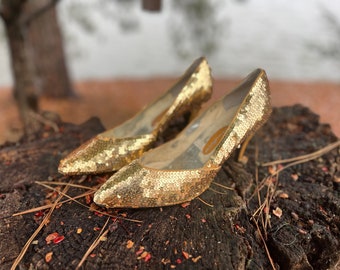Goldene Pailletten Vintage Heels