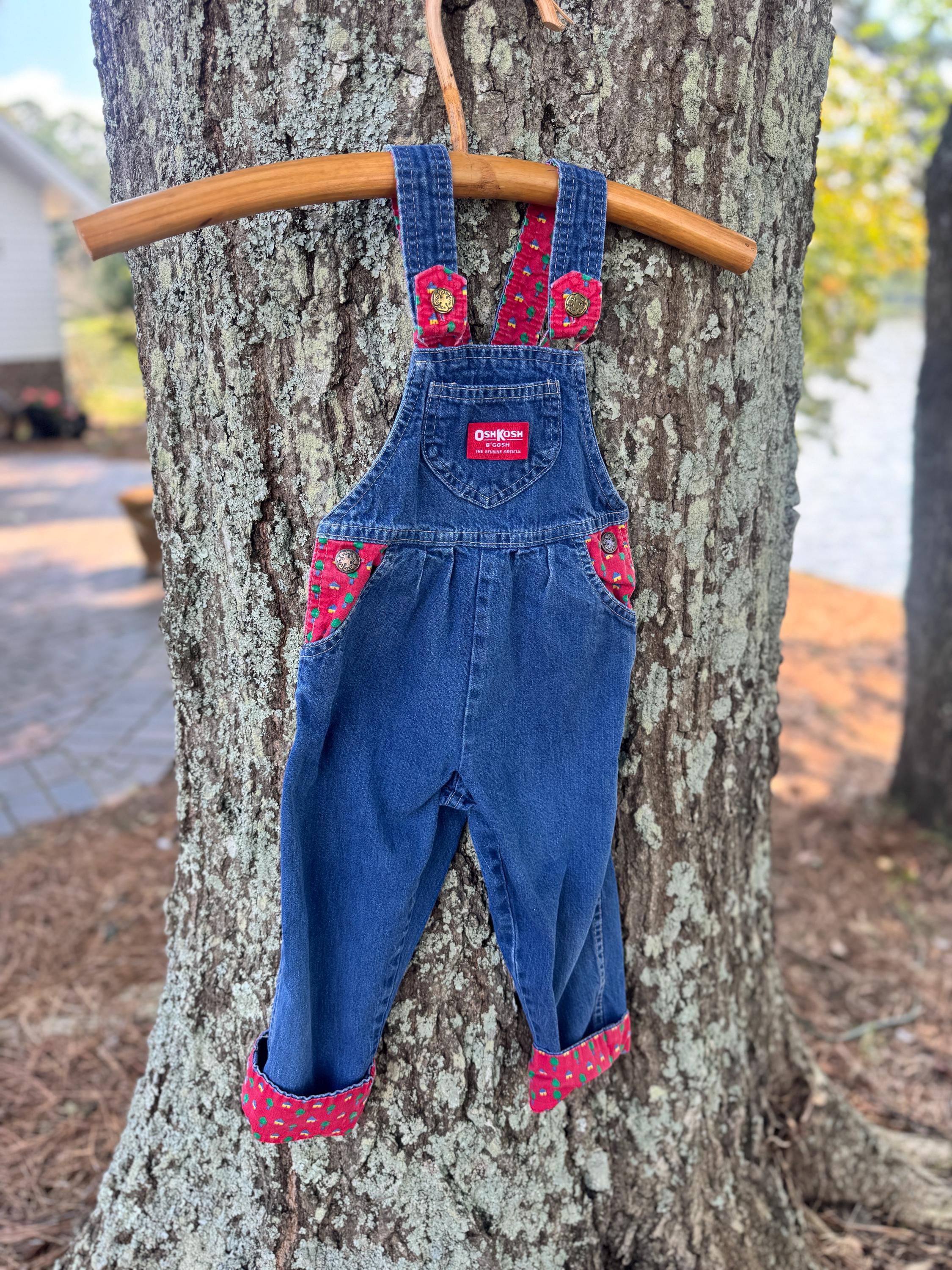 Vintage Oshkosh B'gosh - Denim Overalls - 4T - Made in USA - Trees