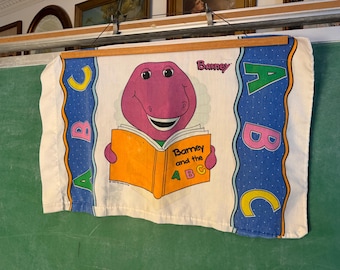 Vintage 1993 Barney And Baby Bop ABC Pillowcase - Barney And Friends Bedding - Bibb Company Standard Pillowcase USA
