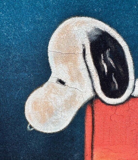 Vintage Snoopy Velvet Painting – Hand-painted Black Velvet Art
