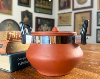 Pentola in ceramica con motivo a cartoni animati in ceramica, pentola/ casseruola/terracotta, con coperchio resistente al calore per regalo (3,5 l, gatto