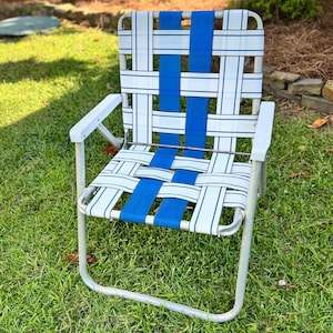 Vintage Webbed Aluminum Folding Lawn Chair