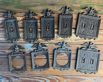 Vintage Patriotic Switch Plates - Metal Eagle Design - Single Hole, Single and Double Switch Covers - Americana Decor SOLD INDIVIDUALLY