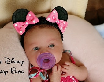 Minnie Mouse Headband WITH BOWS, Costume, Baby Minnie Headband Mouse Ears Felt Lightweight Hair Clip Bow, birthday gift