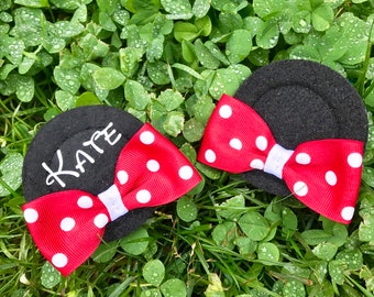 Minnie Mouse Ears Personalized Lightweight Clip on Minnie Christmas gift for kids Handmade Felt Birthday Vacation