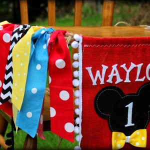 Mickey Mouse Birthday  Banner| 1st Birthday decor| Photo Prop| High Chair Backdrop| Personalized Birthday Banner| Vintage Mickey