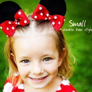 Minnie Mouse Ears, Hair Clips, Minnie Bow, Headband , Christmas, Red and White, Clip On, Mouse ear, mouse headband, costume