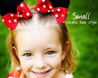 Halloween Minnie Mouse Ears, Hair Clips, Minnie Bow, Headband , Red and White, Clip On, Kids Clips, Mouse ear, mouse headband, costume