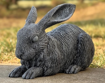 Sleeping Bunny Garden Statue Cute Rabbit Sculpture Outdoor Lawn Patio Concrete Filled Animal Yard Decor