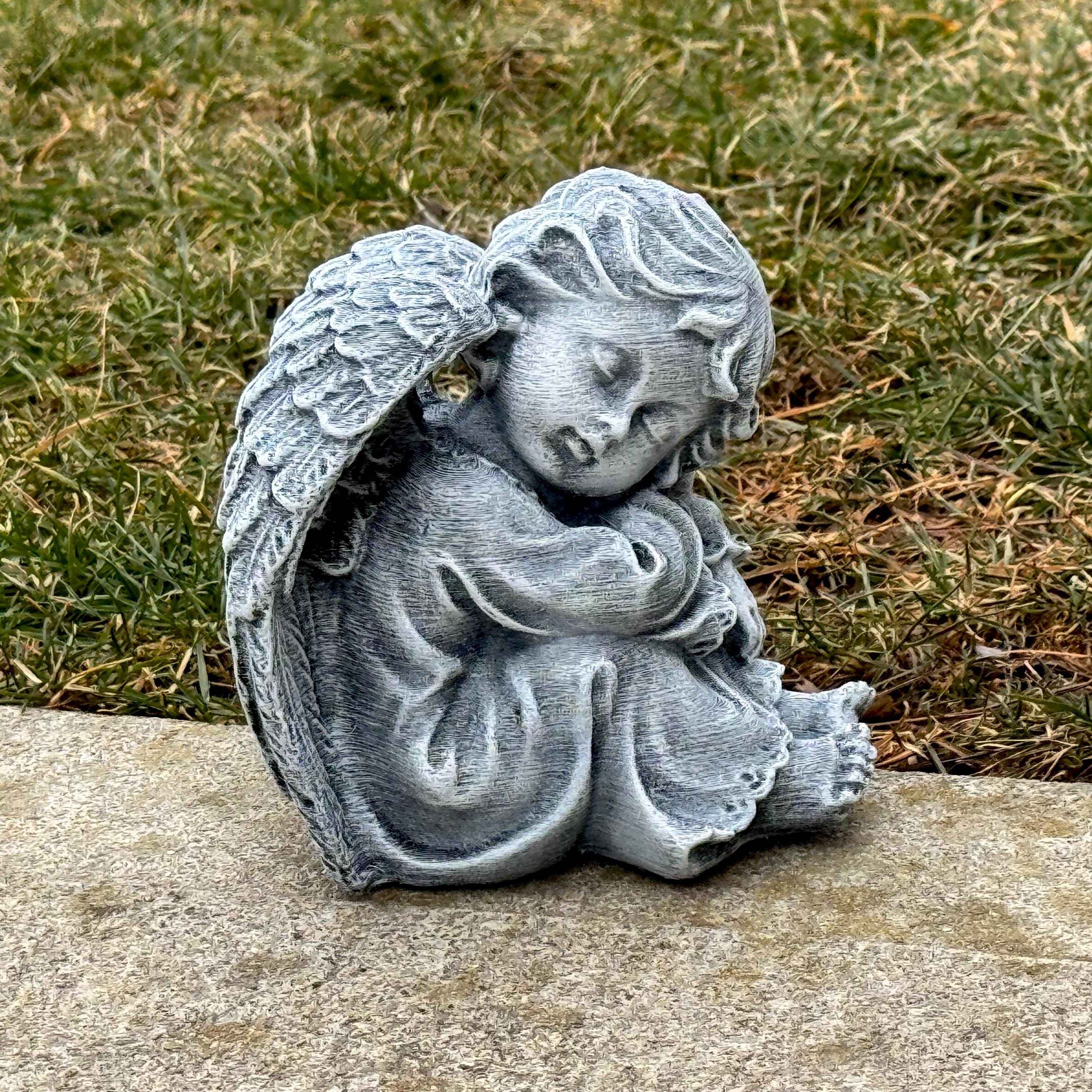 Concrete Sleeping Angel Garden Statue Memorial Cherub Sculpture Outdoor ...