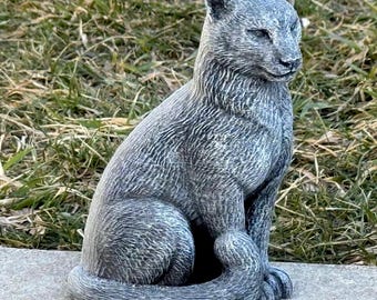 Mountain Lion Garden Statue Concrete Cougar Sculpture Outdoor Wild Cat Decor Puma Yard Ornament Patio Wildlife Accent