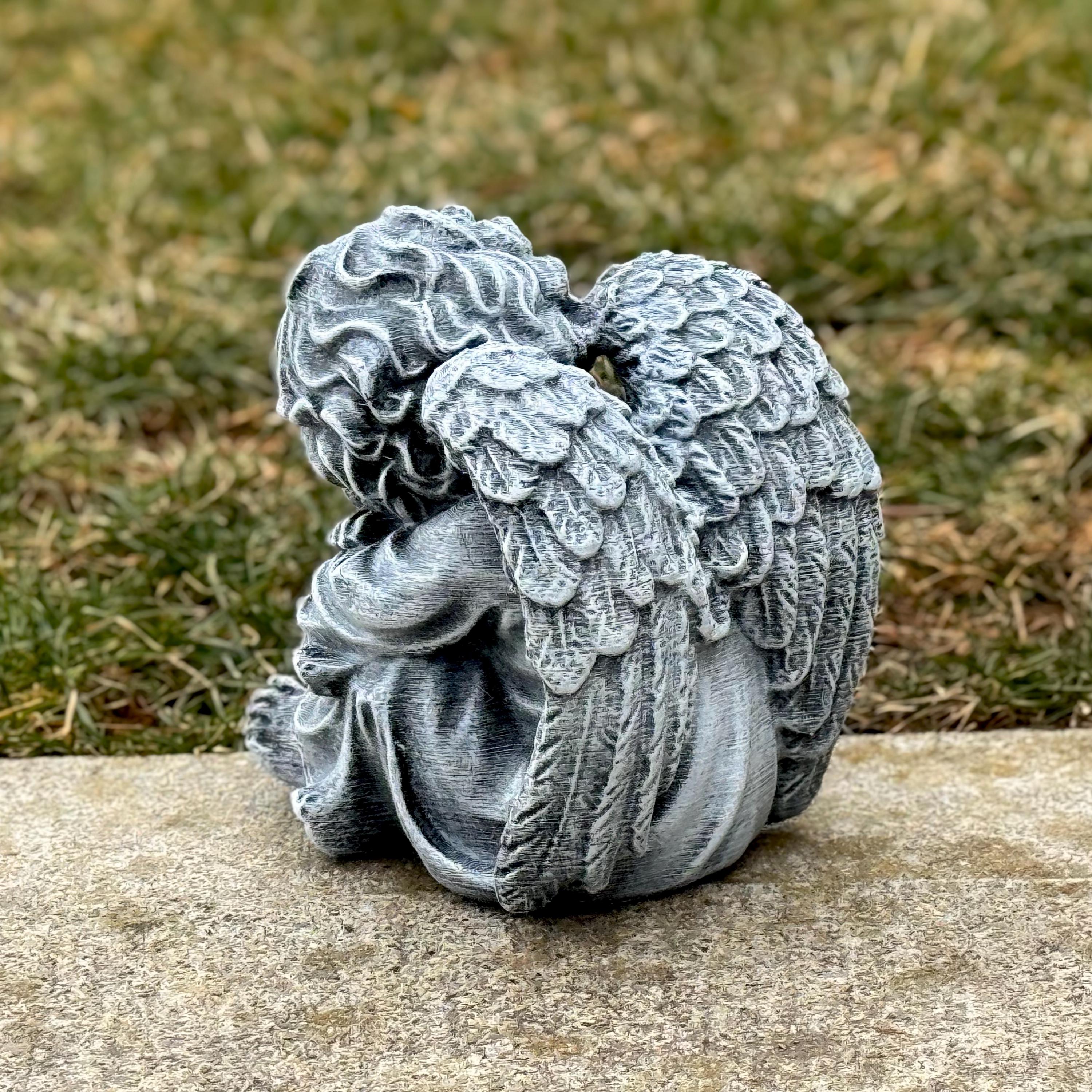 Concrete Sleeping Angel Garden Statue Memorial Cherub Sculpture Outdoor ...