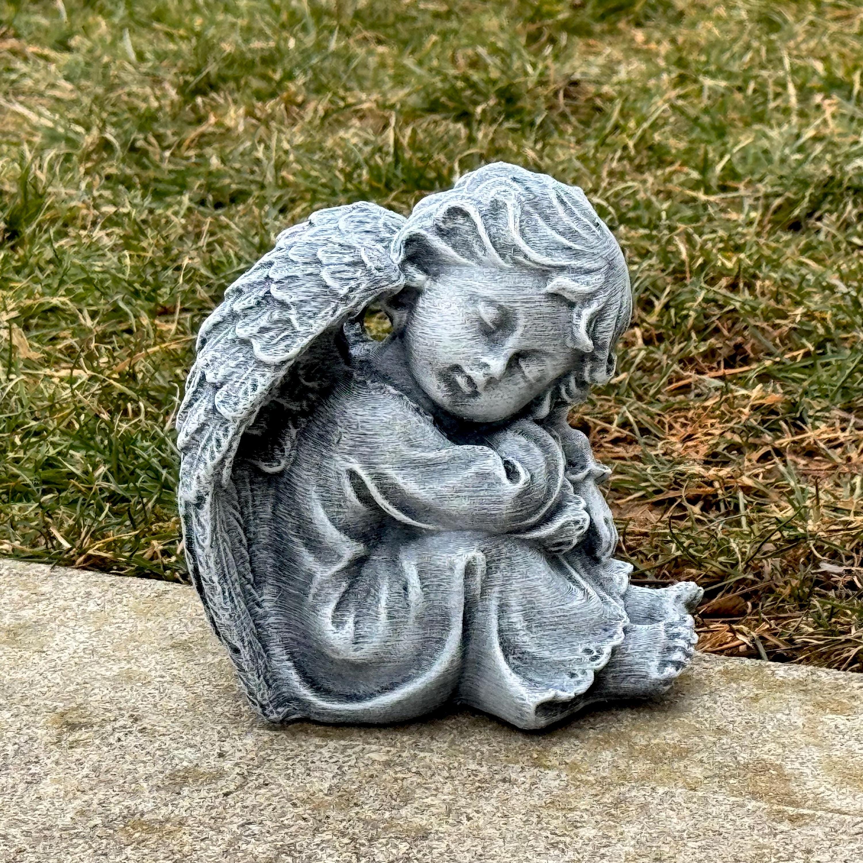 Concrete Sleeping Angel Garden Statue Memorial Cherub Sculpture Outdoor ...