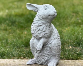 Garden Rabbit Statue Concrete Bunny Sculpture Outdoor Yard Ornament Handcrafted Animal Figurine For Patio Porch Or Lawn Decor