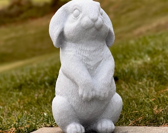 Realistic Bunny Statue Sitting Rabbit Garden Decor Concrete Figurine Outdoor Animal Sculpture Yard Patio Home