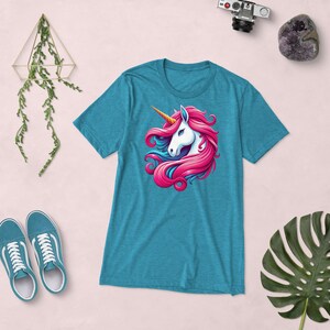 Camiseta de manga corta Unicornio Cabeza Dibujos Animados Clipart Sin Fondo