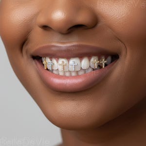 Grillz de dente único banhado a ouro 14k com incrustação de zircônia, tampa de dente hip hop, joia de dente moderna, acessório odontológico com brilho cravejado
