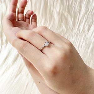 Round Adjustable Engagement ring Promise ring Silver ring Travel ring Wedding ring Simulated diamond ring Solitaire ring Gift for her