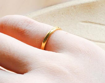 Alliances minimalistes en or 18 carats 2 mm 4 mm 6 mm 8 mm Alliances fines variées, bague fine à superposer, bague auriculaire, cadeau pour elle, cadeau pour lui