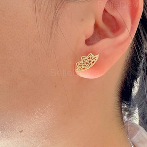 Lotus Flower Helix Earring, Boho Mandala Cartilage Ear Cuff, Silver Lotus Piercing, Festival Spiritual Minimalist Jewelry, Festival Jewelry