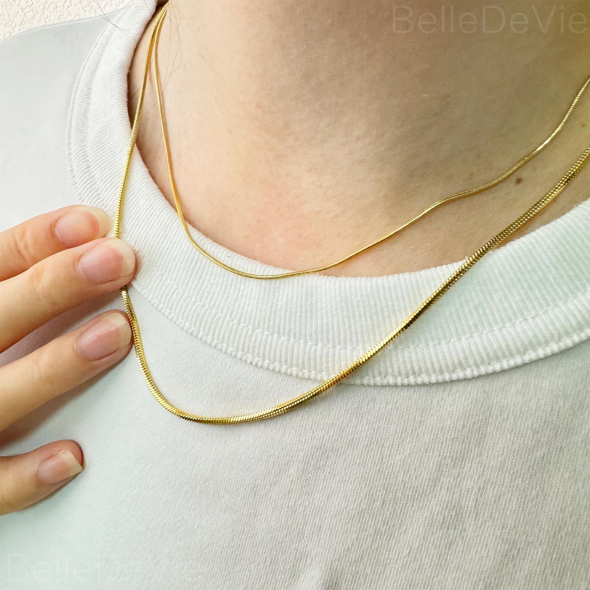 Sterling Silver Snake Chain Necklace | Titanium Steel Square