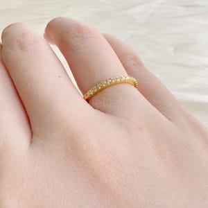 Women&#39;s Dainty Eternity Wedding Band  Moissanite S925 Silver & Gold Ring, Stackable Layered Band, Promise, Engagement or Wedding Ring