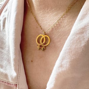 2 Options 14k Gold Filled Lesbian Necklace Lesbian Pride Jewelry - Sterling Silver Double Venus Necklace Gift For Her Mother&#39;s Day Gift