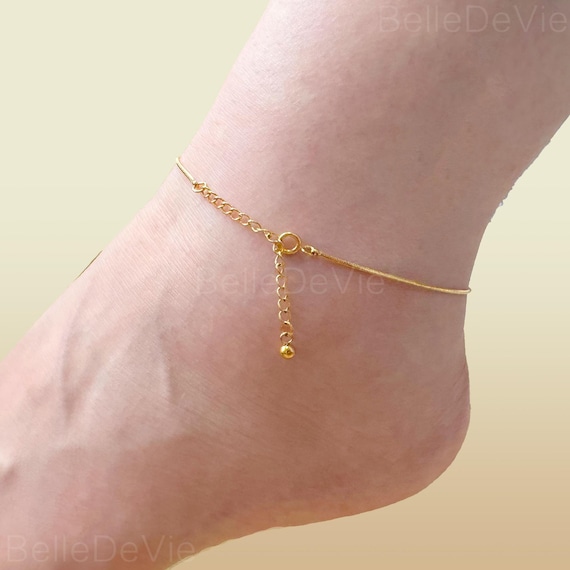 Gold Snake Chain Anklet, 18K Gold Anklet for Women, Minimalist