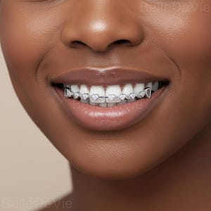 Slim Iced Out 14k Gold plated Tooth Grillz with Zircon Inlay, Hip Hop Teeth Cap, Bling Tooth Jewelry, Trendy Streetwear Rap Accessory