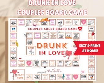 Jeu de date nocturne ivre en amour couples buvant jeu de société imprimable téléchargement numérique modifiable adulte amusement cadeau d'anniversaire romantique pour elle