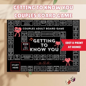 Datum Abend Spiel Paare Fragen Karten Gesprächsstarter Brettspiel druckbare Download Spaß romantisches Geschenk für Erwachsene Kennenlernen