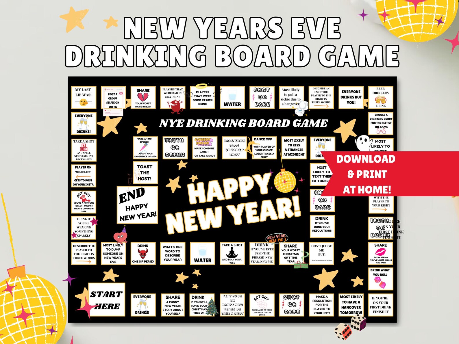 New Years Party Game for Adults Drinking Games Fun Party Activities for ...