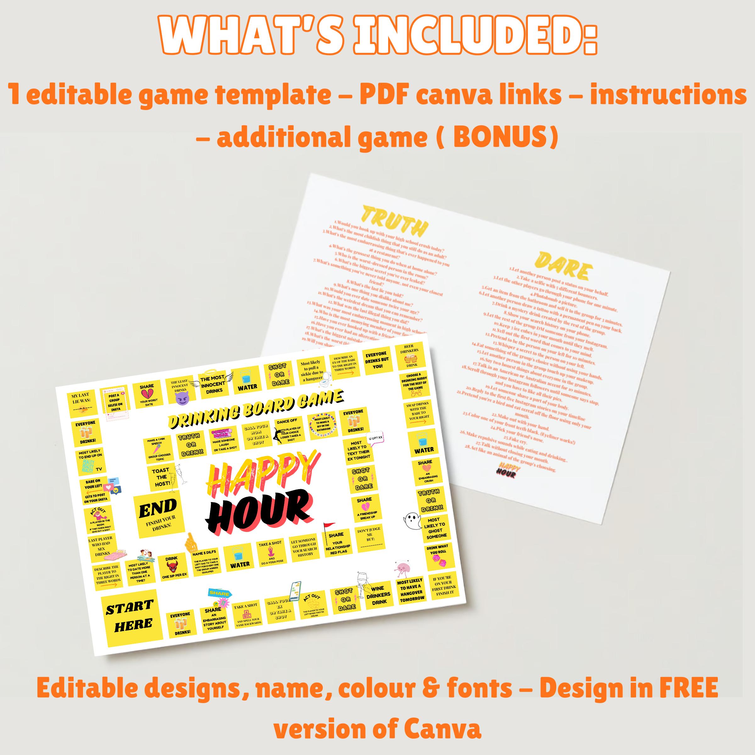 Drinking Party Game Digital Download Printable Adult Board Games Ladies ...