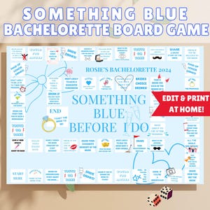 Something Blue bachelorette party games printable editable board game hen do party games personalised gift favor
