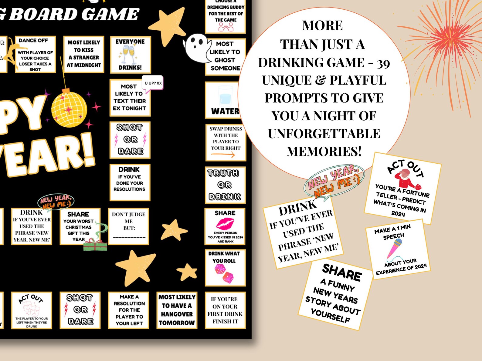 New Years Party Game for Adults Drinking Games Fun Party Activities for ...