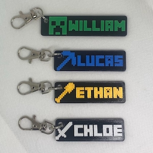 Personalisierter Pixel Name Schlüsselanhänger - 3D Gedrucktes Geschenk für Block-Style Spiele Fans