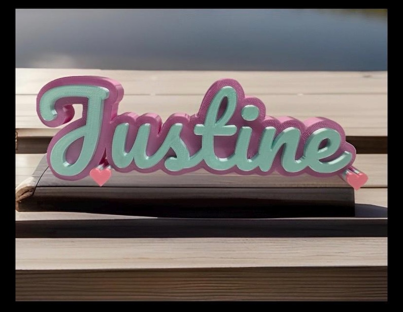Custom 3D Printed Name Sign: Script Font With Heart Accents - Etsy