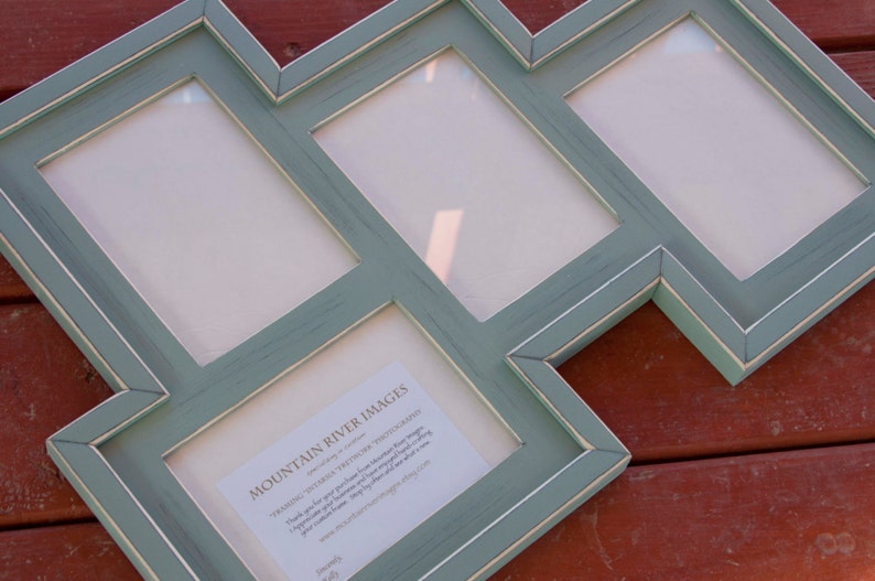 Multi 4 Opening 5x7 Distressed Pine Collage Frame Holds 3 Image 0