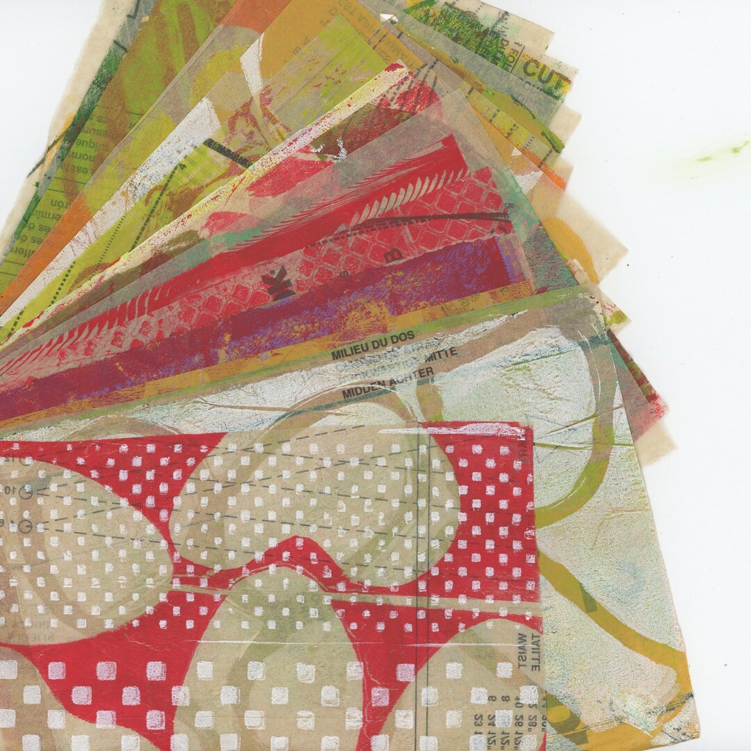 Original Hand Painted Paper, Sewing Pattern Paper for Collage Art ...
