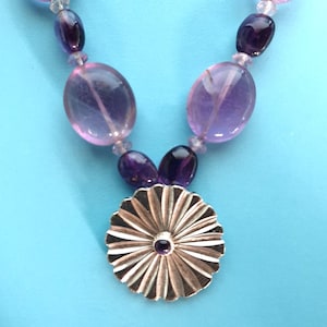 Vintage Art Deco Amethyst Sterling Silver Statement Necklace