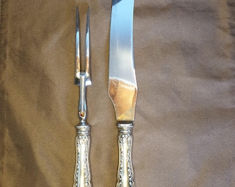 Rare Antique 1910s BIRKS Louis XV Sterling Silver Roast Carving Set