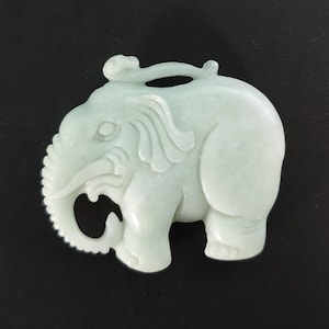 Timeless Elegance: Vintage Hand-Carved Natural White Jade Elephant Good Luck Pendant | 27.12g