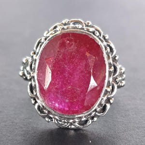 Vintage Victorian 5 Carat Natural Ruby Ring | Untreated Ruby 925 Sterling Silver Statement Ring | Antique Style Filigree Gemstone Jewelry